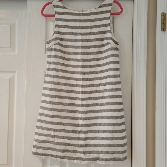 BeachLunchLounge Olive Green Striped Linen Dress XS - Picture 4 of 10